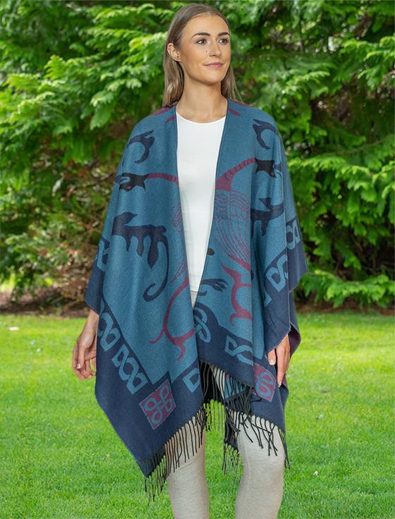 aran cashmere Book Of Kells Celtic Shawl - Blue Tones