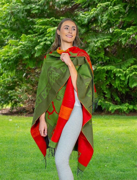 Aran Cashmere Book Of Kells Celtic Shawl - Green Tones