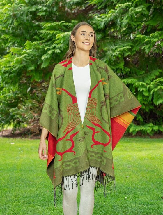 Aran Cashmere Book Of Kells Celtic Shawl - Green Tones