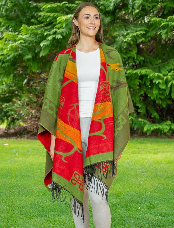 aran cashmere Book Of Kells Celtic Shawl - Green Tones