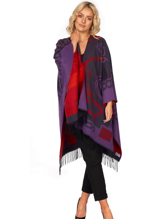 aran cashmere Book Of Kells Celtic Shawl - Purple Tones