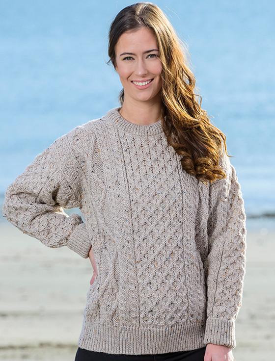 Aran Cashmere Cable Knit Crew Neck Aran Wool Sweater‎‎