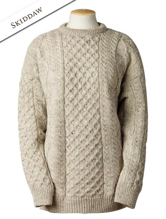 Aran Cashmere Cable Knit Crew Neck Aran Wool Sweater‎‎