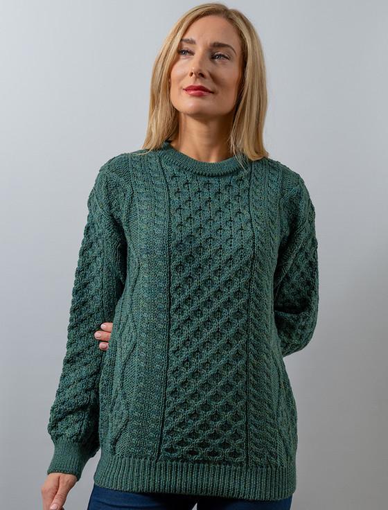 aran cashmere Cable Knit Crew Neck Aran Wool Sweater