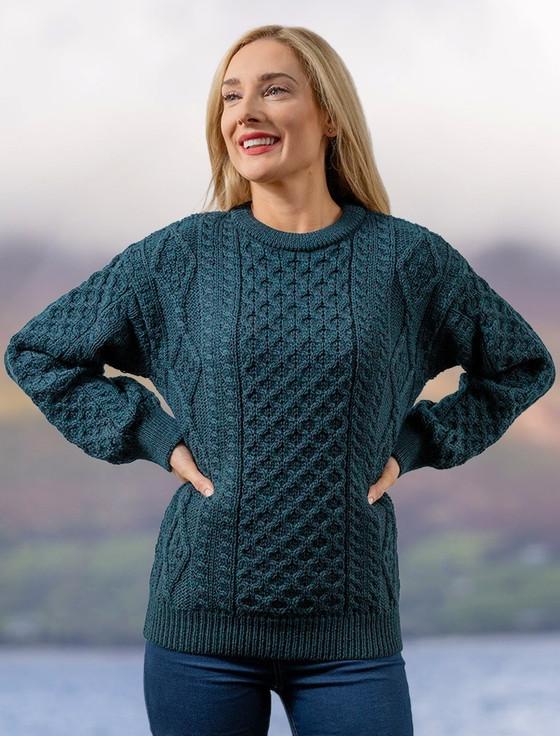 aran cashmere Cable Knit Crew Neck Aran Wool Sweater‎‎‎‎‎‎‎‎‎‎‎‎‎‎‎‎