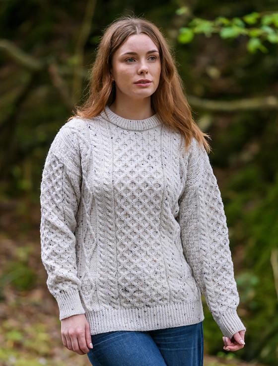 Aran Cashmere Cable Knit Crew Neck Aran Wool Sweater