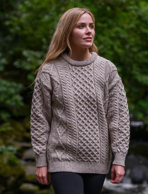Aran Cashmere Cable Knit Crew Neck Aran Wool Sweater