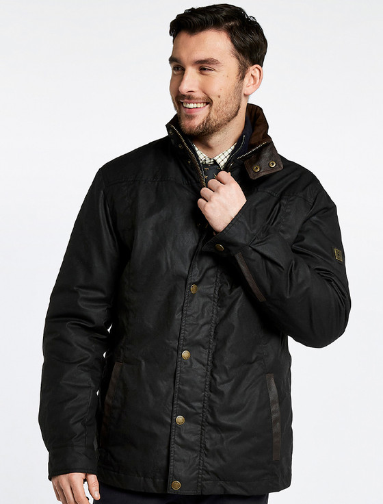 Aran Cashmere Carrickfergus Men's Waxed Jacket - Black