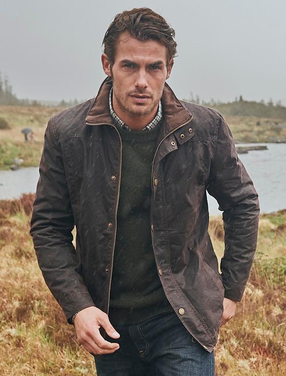 Aran Cashmere Carrickfergus Men's Waxed Jacket - Java