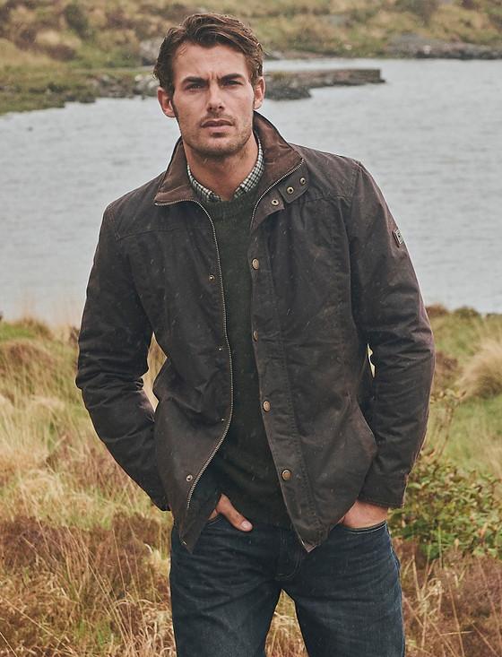 Aran Cashmere Carrickfergus Men's Waxed Jacket - Java