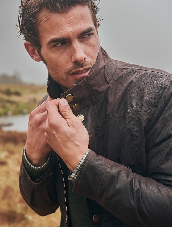 Aran Cashmere Carrickfergus Men's Waxed Jacket - Java