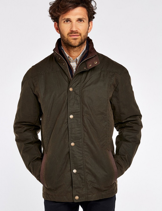 Aran Cashmere Carrickfergus Men's Waxed Jacket - Olive