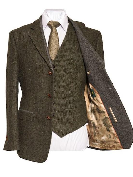 Aran Cashmere Casement Green Classic Fit Tweed Jacket