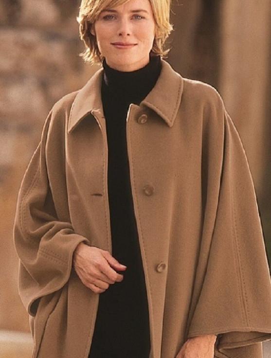 Aran Cashmere Cashmere & Wool Cape With Saddle Stitching - Camel