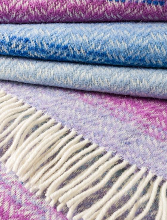 Aran Cashmere Cashmere Wool Throw - Blue Lavender Purple