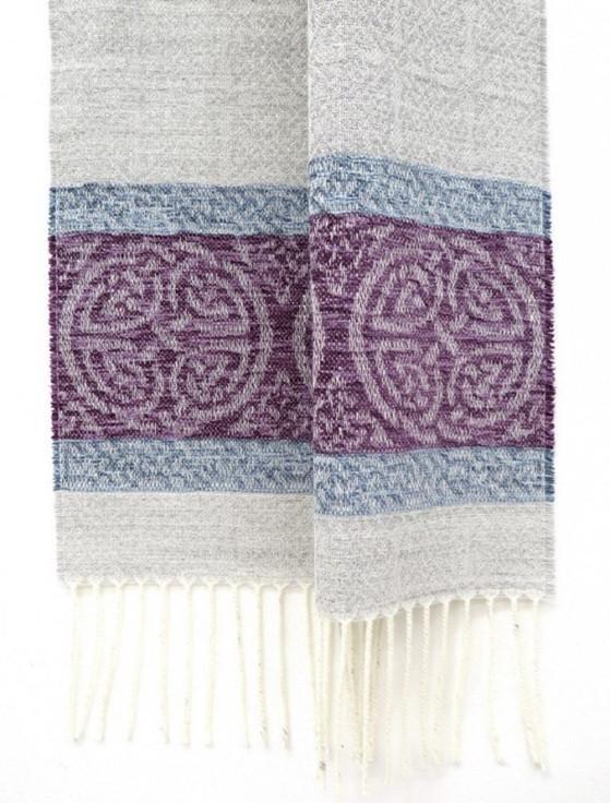 Aran Cashmere Celtic Border Pattern Scarf - Artic Grey