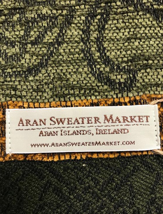 Aran Cashmere Celtic Border Pattern Scarf - Shamrock Olive