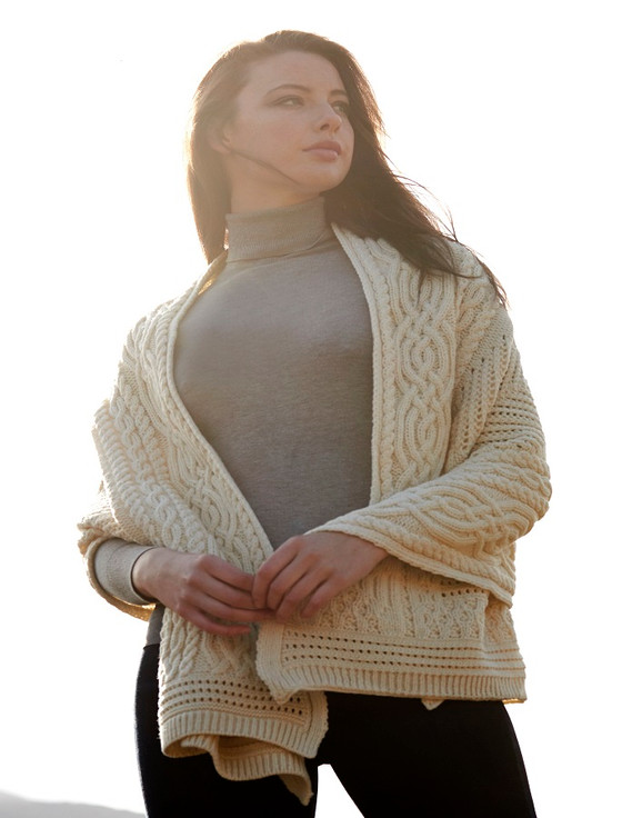 aran cashmere ‎Celtic Fair‎y Tre‎e C‎able K‎nit Shawl
