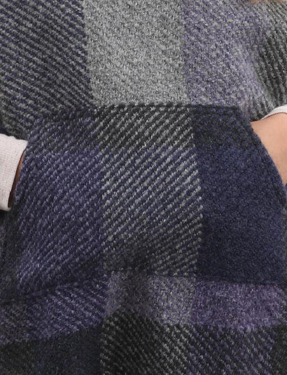 Aran Cashmere Cheryl Herringbone Hooded Poncho - Kildare Multi-Indigo