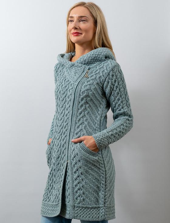 aran cashmere ‎Claddagh Hear‎t Design Side Zip Coatigan‎‎‎
