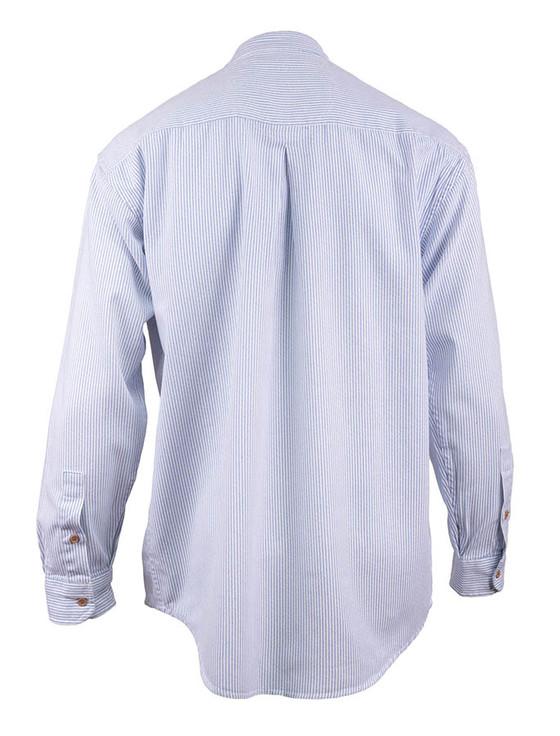 Aran Cashmere Cotton Grandfather Shirt - Blue Pin Stripe