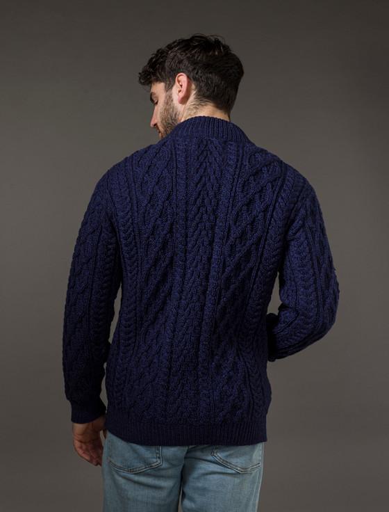 Aran Cashmere ‎Diamond And C‎ab‎le Kn‎it Zip Cardigan With Pockets