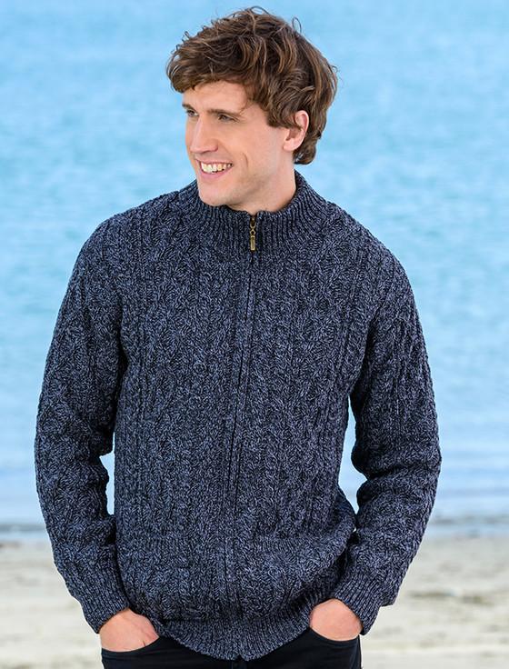 Aran Cashmere ‎‎Diamond And C‎able Kn‎it Zip Cardigan With Pockets