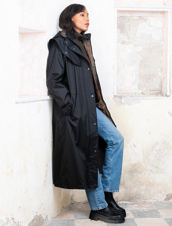 Aran Cashmere Donegal Ladies Waterproof Full Length Coat - Black