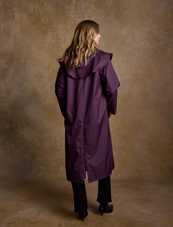 Aran Cashmere Donegal Ladies Waterproof Full Length Coat - Blackberry
