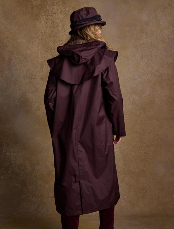 Aran Cashmere Donegal Ladies Waterproof Full Length Coat - Deep Claret