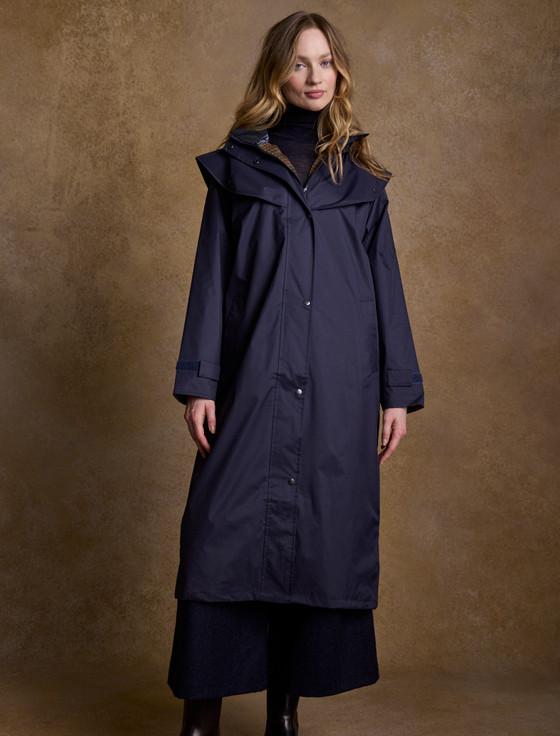 Aran Cashmere Donegal Ladies Waterproof Full Length Coat - Navy