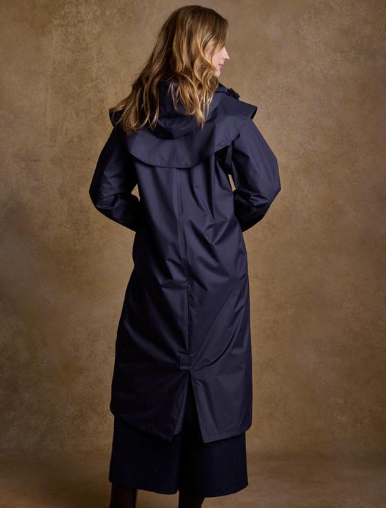 Aran Cashmere Donegal Ladies Waterproof Full Length Coat - Navy