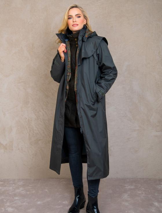 Aran Cashmere Donegal Ladies Waterproof Full Length Coat - Olive