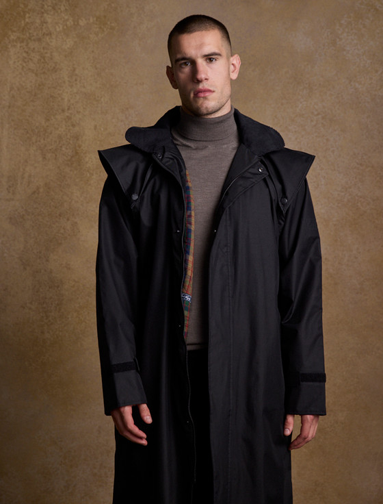 aran cashmere Donegal Men's Waterproof Bush Coat - Black