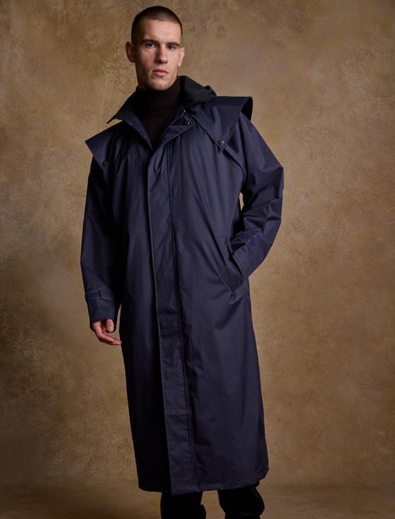 aran cashmere Donegal Men's Waterproof Bush Coat - Navy