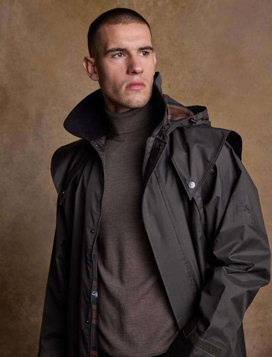Aran Cashmere Donegal Men's Waterproof Bush Coat - Olive