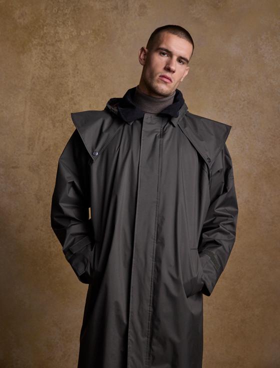 aran cashmere Donegal Men's Waterproof Bush Coat - Olive
