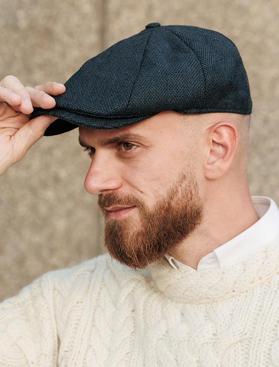 Aran Cashmere Donegal Tweed 8 Piece Panel Cap - Blackwatch Twill
