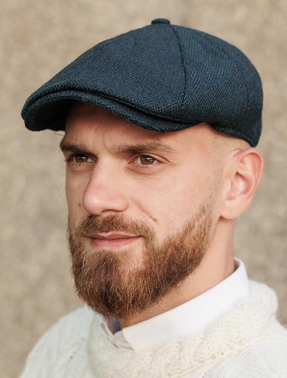 aran cashmere Donegal Tweed 8 Piece Panel Cap - Blackwatch Twill