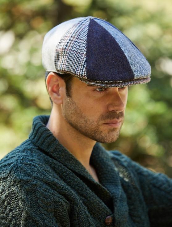 Aran Cashmere Donegal Tweed 8 Piece Panel Cap - Patchwork