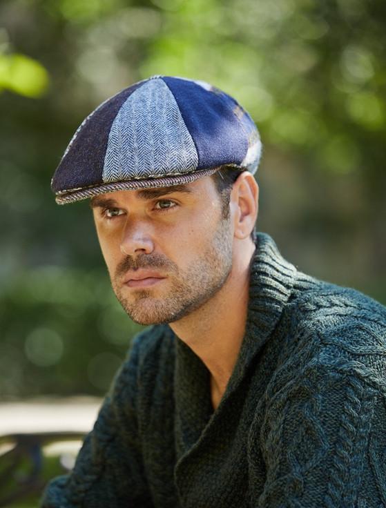 Aran Cashmere Donegal Tweed 8 Piece Panel Cap - Patchwork