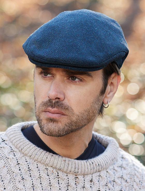 Aran Cashmere Donegal Tweed Flat Cap - Blackwatch Twill