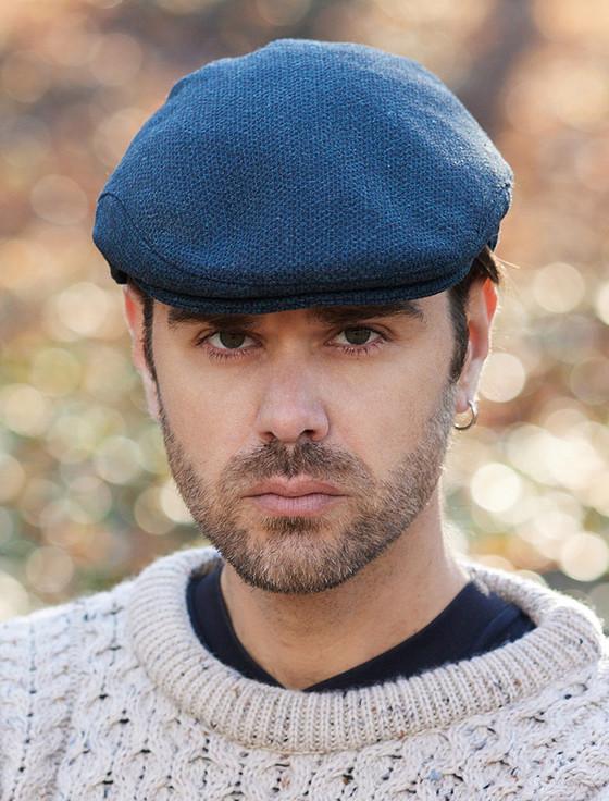 Aran Cashmere Donegal Tweed Flat Cap - Blackwatch Twill