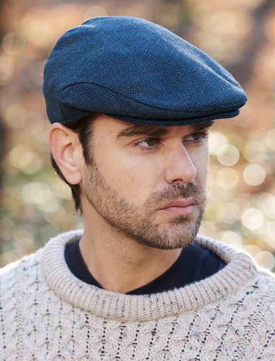 aran cashmere Donegal Tweed Flat Cap - Blackwatch Twill