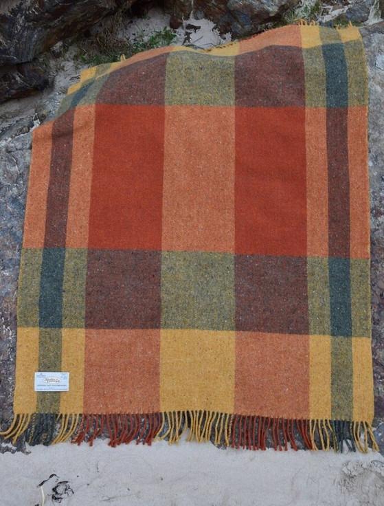 Aran Cashmere Donegal Tweed Mediterranean Fringed Throw