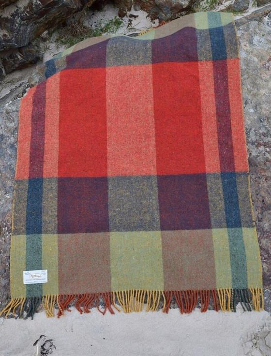 Aran Cashmere Donegal Tweed Mediterranean Fringed Throw