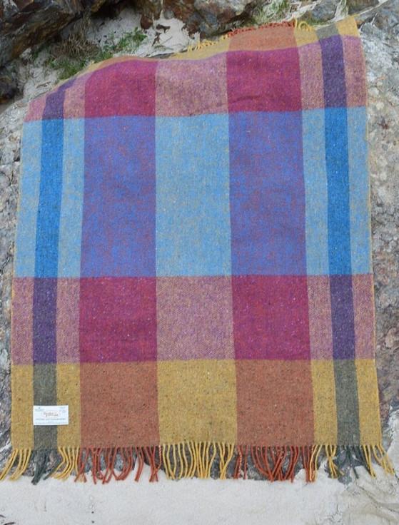 aran cashmere Donegal Tweed Mediterranean Fringed Throw