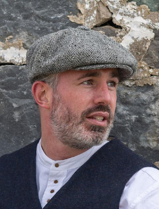 aran cashmere Donegal Tweed Men's Driving Cap - Silver