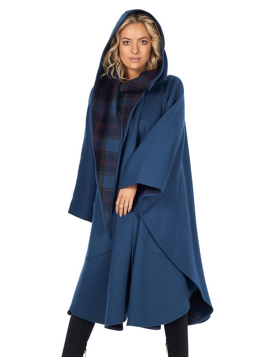 Aran Cashmere Donegal Tweed Pure Wool Country Walking Cape - Teal