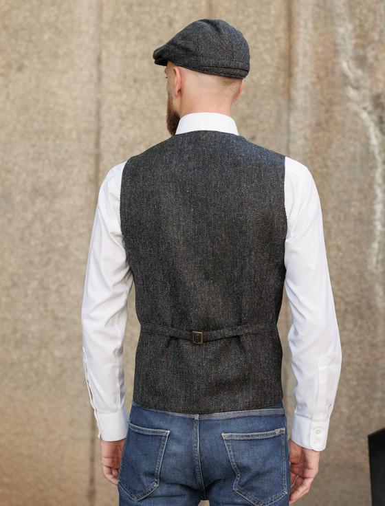 Aran Cashmere Donegal Tweed Waistcoat - Charcoal Fleck